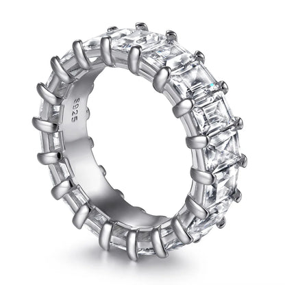 MuShan Jewelry 925 Sterling Silver Rings Bands Engagement Ring 7A Cubic Zirconia  Women Romantic Anniversary  Women Gift