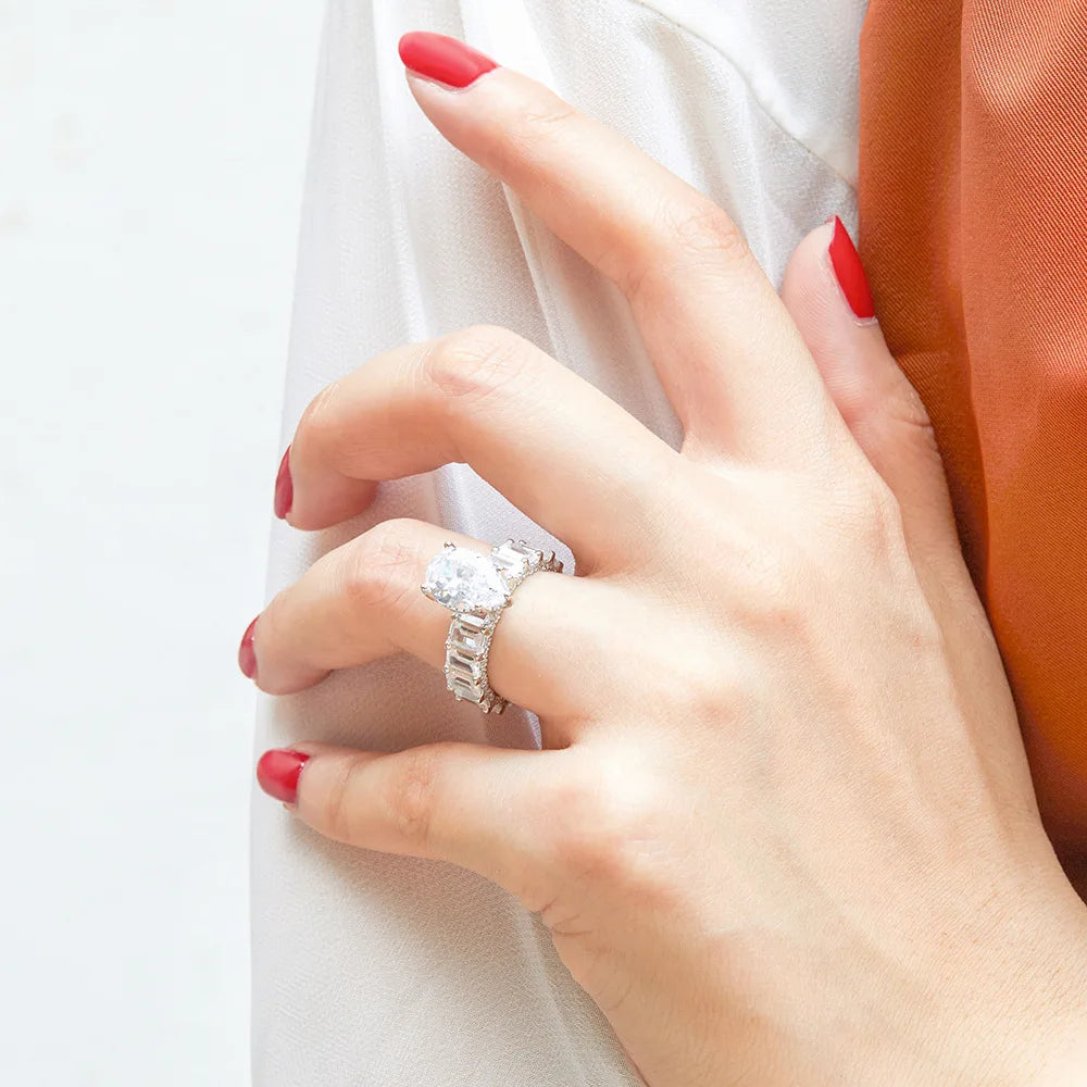 Bague de mariage MuShan Jewelry en argent sterling 925 avec diamant haute teneur en carbone, style élégant et intemporel, bijoux raffinés pour femmes