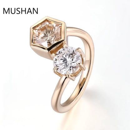 MUSHAN Luxury Custom 14K 18K Gold Rings Band Jewelry With Moissanite Diamond Lab Grown Gemstones Diamond Wedding Ring For Women