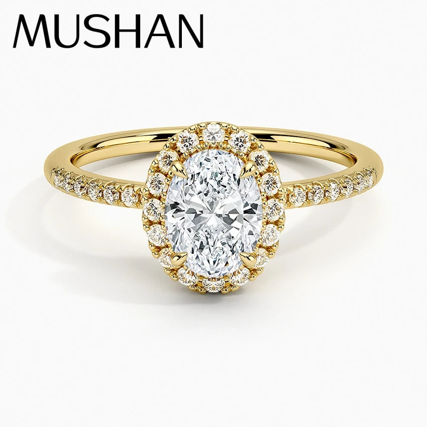 Bague de luxe MuShan en argent sterling 925, bague étincelante en moissanite pour femme, plaquée or 18 carats, bague fine brevetée MST
