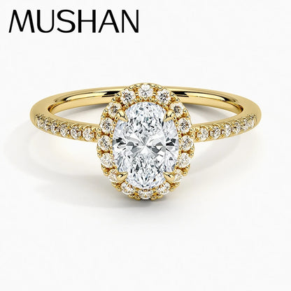 Bague de luxe MuShan en argent sterling 925, bague étincelante en moissanite pour femme, plaquée or 18 carats, bague fine brevetée MST