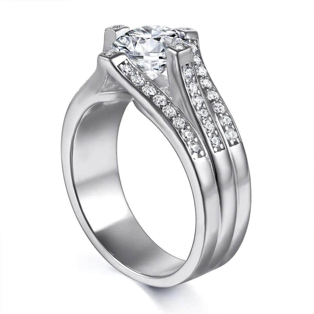 Anillo de plata de ley 925 con circonita de grado 7A de MuShan Luxury Jewelry, radiante para el día, ideal para esposa, joyería fina chapada en oro real.