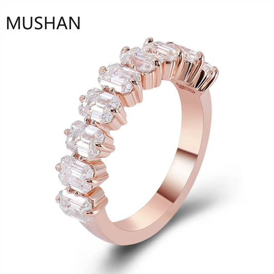 MUSHAN Luxury Custom 14K 18K Gold Rings Band Jewelry With Moissanite Diamond Lab Grown Gemstones Diamond Wedding Ring For Women