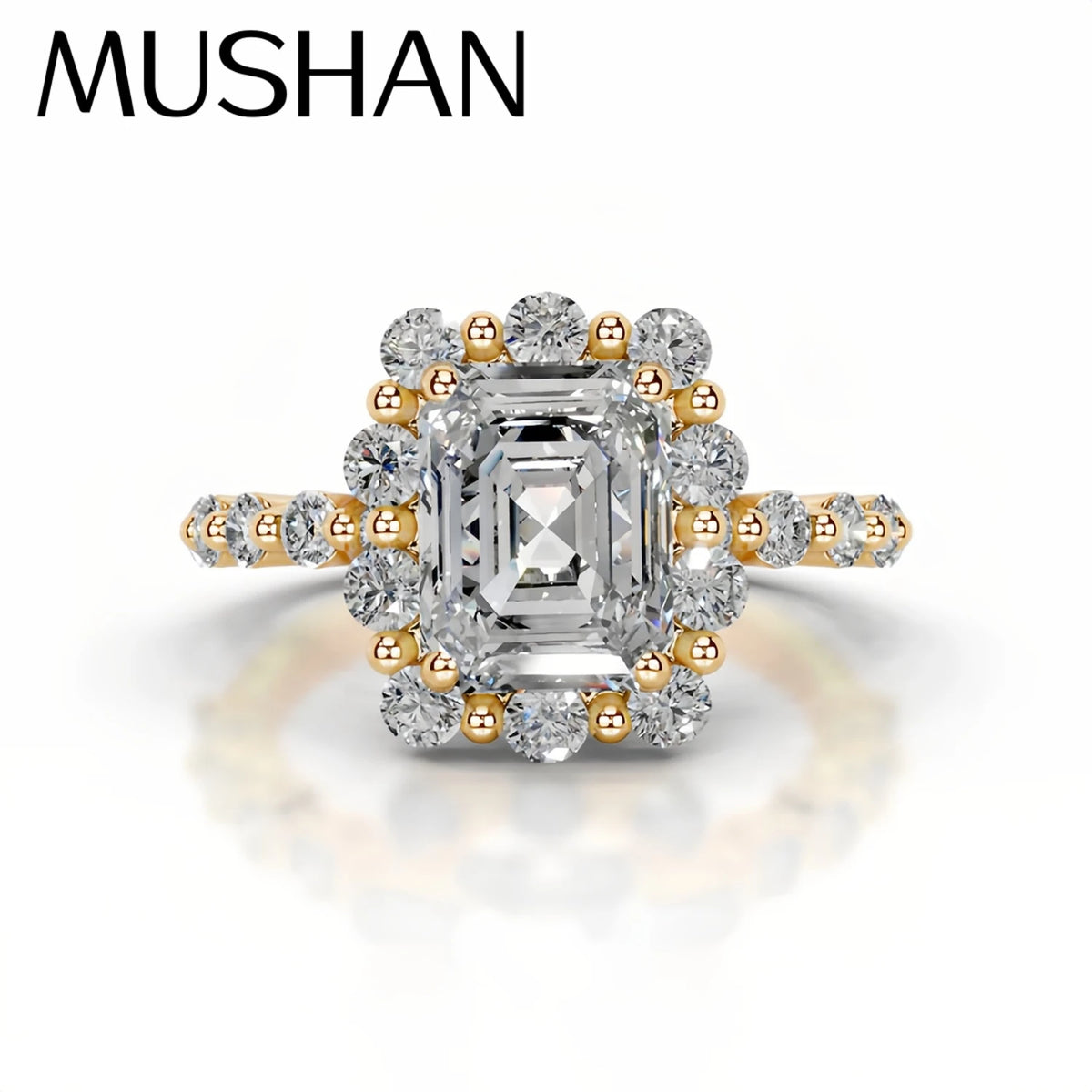 Anillo de plata de ley 925 de la marca MuShan, anillo de moissanita VVS para novia, chapado en oro de 18 quilates, joyería con patente MST
