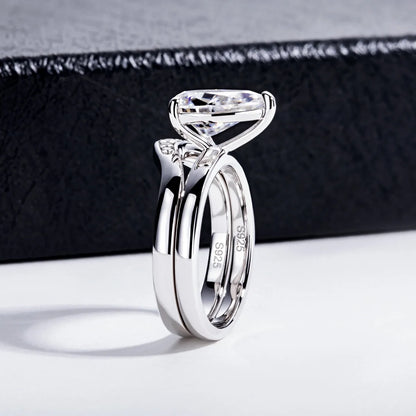 Bague MUSHAN Luxury Jewelry en argent sterling 925 pour femme, diamant moissanite taille émeraude certifié GRA, couleur D, joaillerie fine
