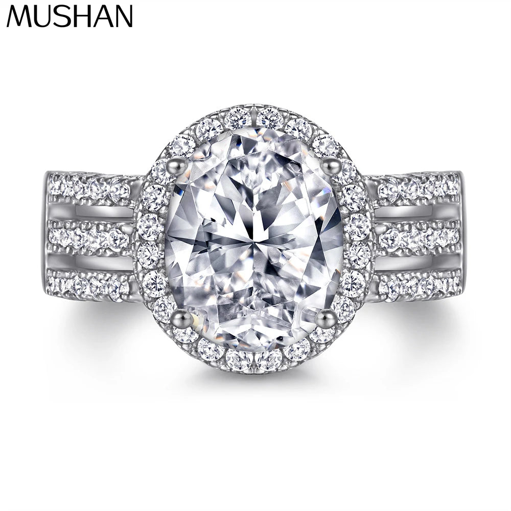 MuShan Jewelry 925 Sterling Silver Ring Wedding Band HCD Gemstones Bridesmaid Gift Minimalist Style Women Rings Fine Jewelry