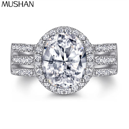 MuShan Jewelry 925 Sterling Silver Ring Wedding Band HCD Gemstones Bridesmaid Gift Minimalist Style Women Rings Fine Jewelry