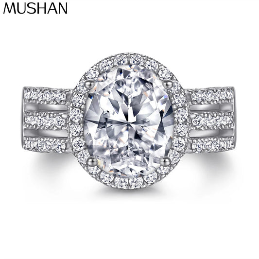 MuShan Jewelry 925 Sterling Silver Ring Wedding Band HCD Gemstones Bridesmaid Gift Minimalist Style Women Rings Fine Jewelry