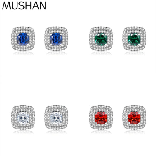 MuShan Jewelry 925 Sterling Silver Stud Earrings Dangle HCD Gemstones Romantic Statement Jewelry Women Earring Fine Jewelry