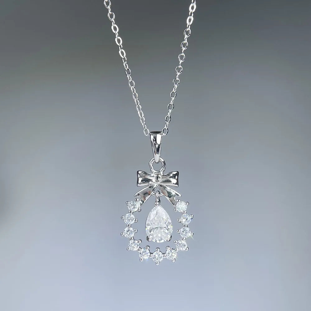 Collar de plata de ley 925 de la marca MuShan, corto, con moissanita de 2 quilates, regalo para mujer y para el Día de la Madre, chapado en oro, patente MST, corto