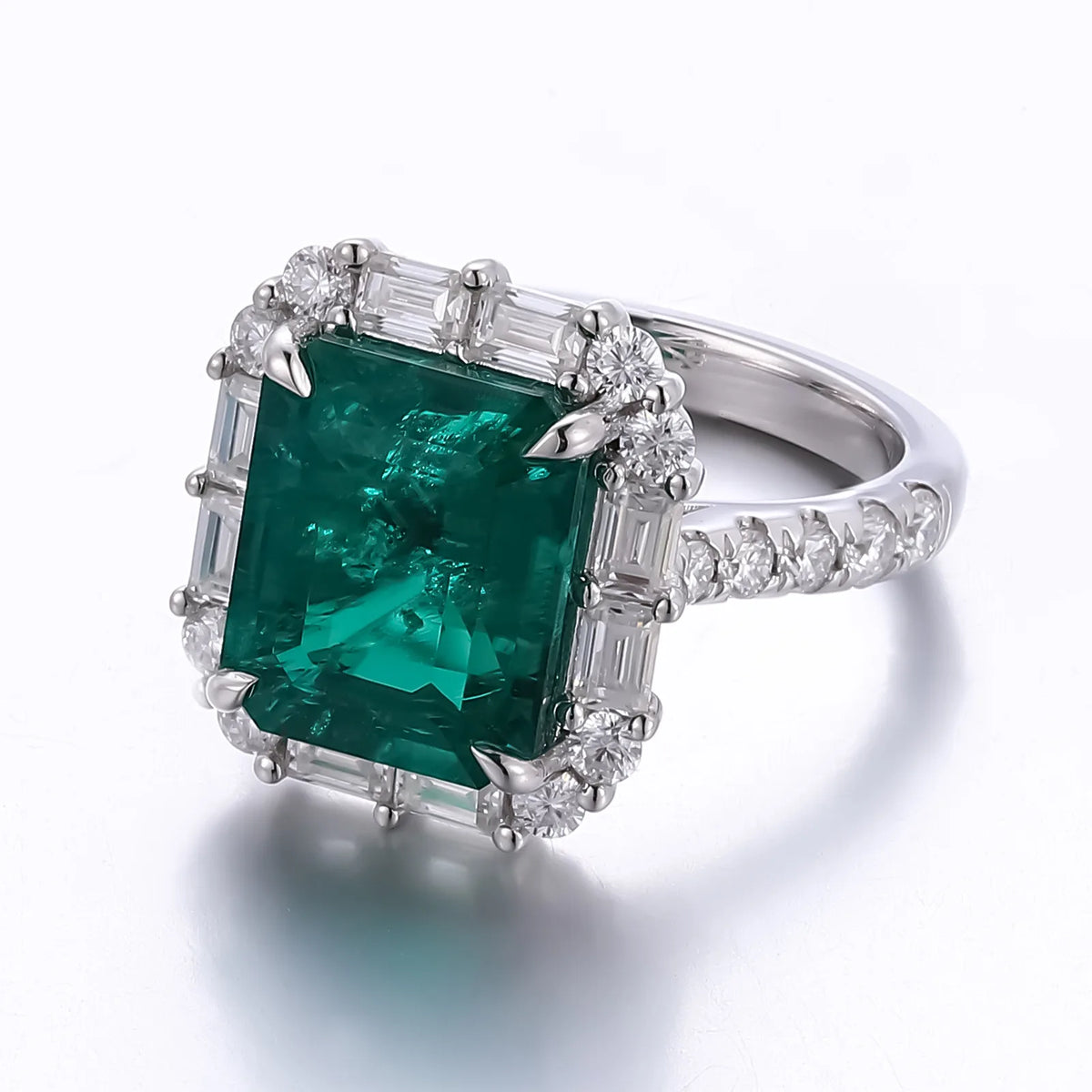 MUSHAN Custom Jewelry 10k 14k 18k Gold Platinum PT950 s925 Silver Ring 5ct Lab Grown Emerald Wedding Ring Women 18K Gold Jewelry