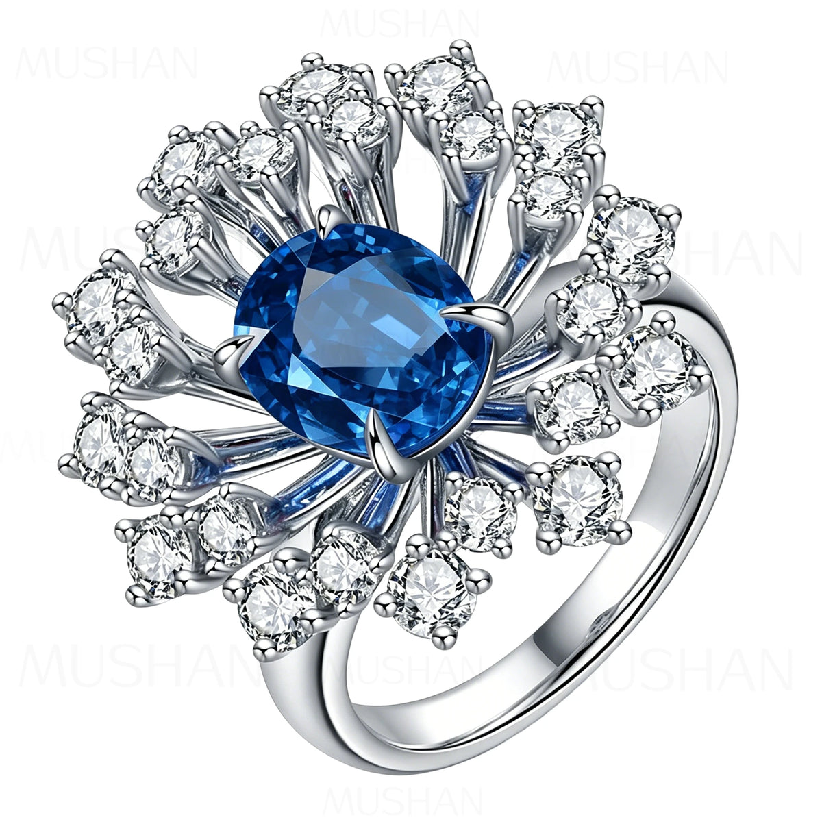 MUSHAN Custom Jewelry 925 Sterling Silver Ring Band Lab Grown Ruby Emerald Sapphire Paraiba Gemstones Rings For Women Jewelryr