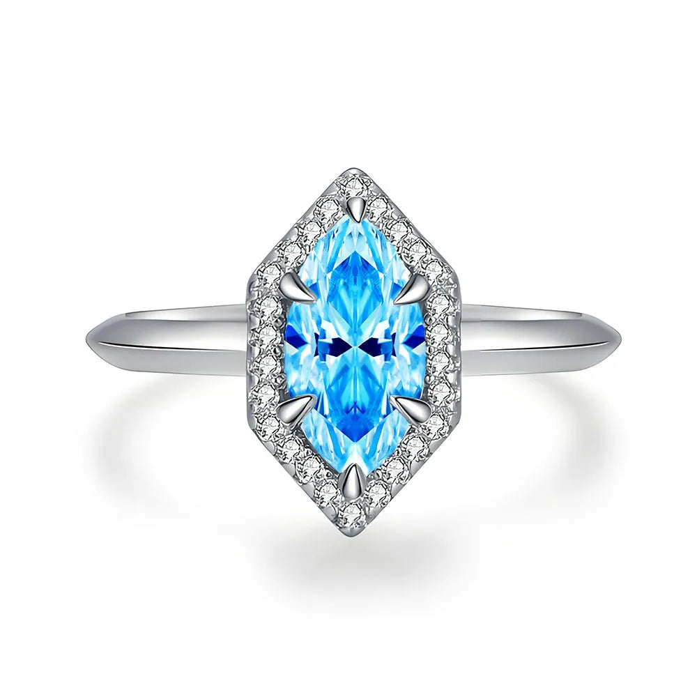 Bague en argent sterling 925 de la marque MuShan, sertie de pierres précieuses roses, bleues et vertes, plaquée rhodium, idéale pour les anniversaires, les mariages et les occasions spéciales.