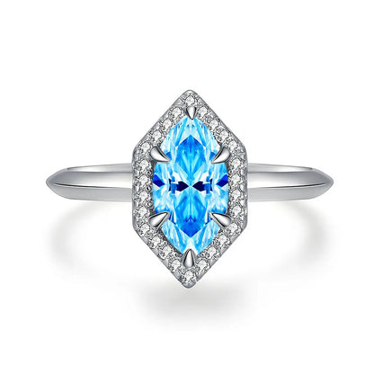 Bague en argent sterling 925 de la marque MuShan, sertie de pierres précieuses roses, bleues et vertes, plaquée rhodium, idéale pour les anniversaires, les mariages et les occasions spéciales.