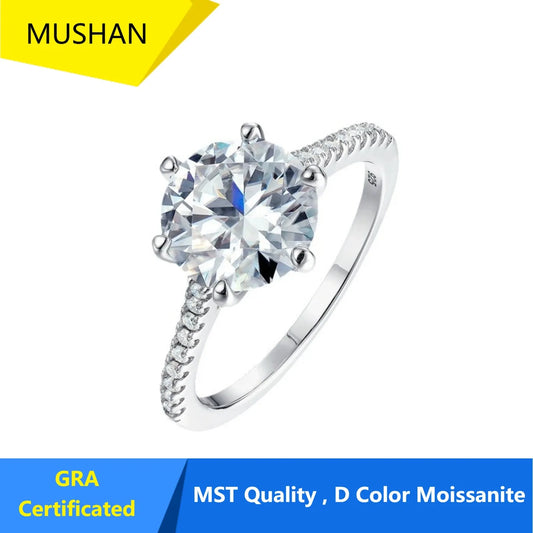 MUHAN Luxury Jewelry  925 Sterling Silver Ring Wedding Band  Women GRA Certificate Moissanite Diamond Rings D Color Fine Jewelry