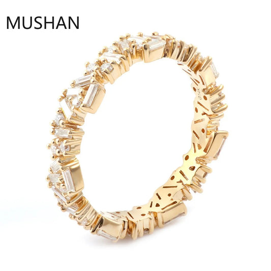 MUSHAN Luxury Custom 14K 18K Gold Rings Band Jewelry With Moissanite Diamond Lab Grown Gemstones Diamond Wedding Ring For Women