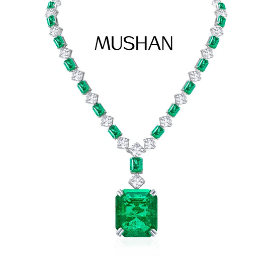 MUSHAN Luxury Jewelry 62 Carat Emerald Necklace Pendant For Women 925 Sterling Silver Necklaces Gemstones Pendants Fine Jewelry