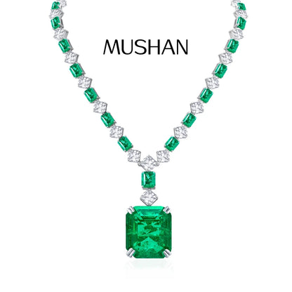 MUSHAN Luxury Jewelry 62 Carat Emerald Necklace Pendant For Women 925 Sterling Silver Necklaces Gemstones Pendants Fine Jewelry