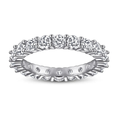 MuShan Jewelry 925 Sterling Silver Rings Bands Engagement Ring 7A Cubic Zirconia Delicate Anniversary Sparkle  Women Gift
