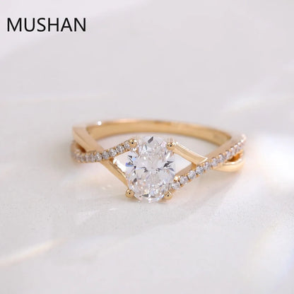 MUSHAN Luxury Custom 14K 18K Gold Rings Band Jewelry With Moissanite Diamond Lab Grown Gemstones Diamond Wedding Ring For Women