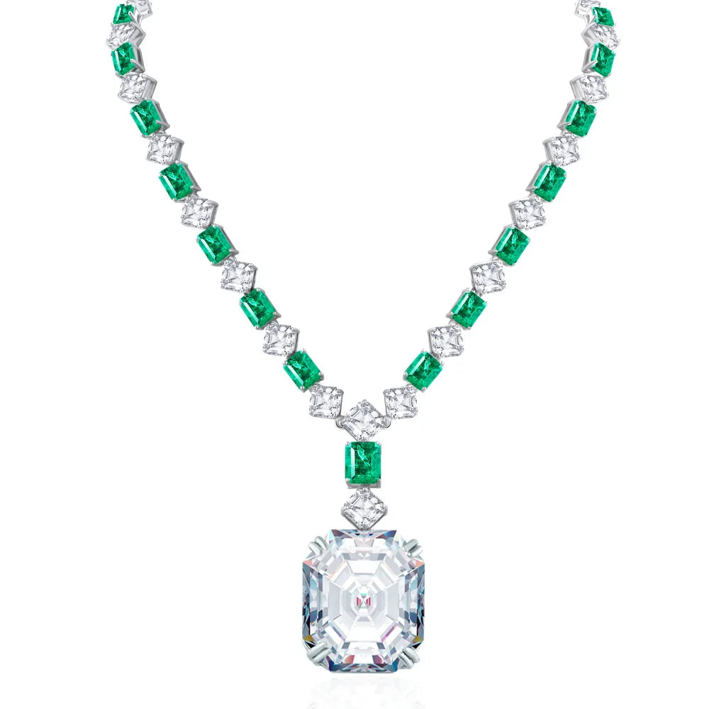 MUSHAN Luxury Jewelry 62 Carat Emerald Necklace Pendant For Women 925 Sterling Silver Necklaces Gemstones Pendants Fine Jewelry