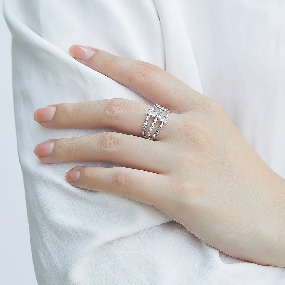 MuShan Designer Jewelry 925 Sterling Silver Ring Zircon 5A Grade Triangle Formal for Bride Real Gold Plated Fine Jewelry Rings