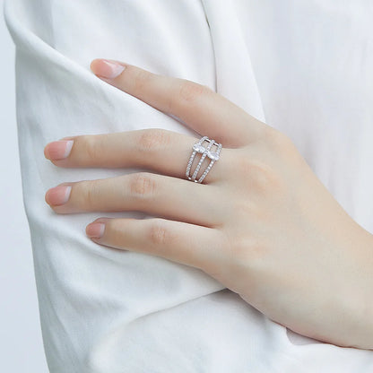 MuShan Designer Jewelry 925 Sterling Silver Ring Zircon 5A Grade Triangle Formal for Bride Real Gold Plated Fine Jewelry Rings