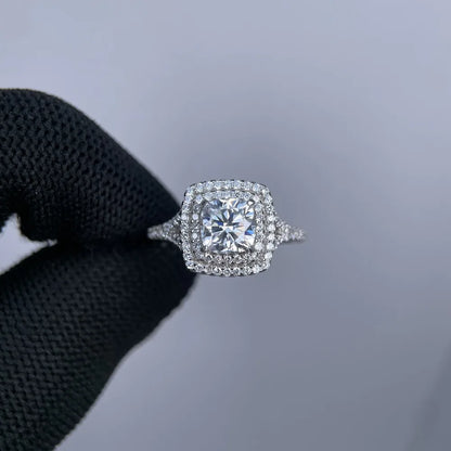 Anillo de lujo MUSHAN de plata de ley 925 para mujer, anillo con diamante de moissanita, certificado GRA, color D, esmeralda, joyería fina