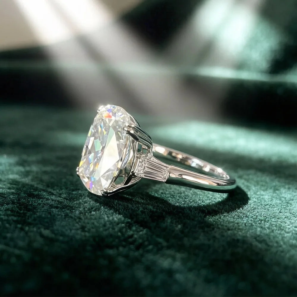 Bague MUSHAN Luxury Jewelry en argent sterling 925 pour femme, diamant moissanite taille émeraude certifié GRA, couleur D, bijou de luxe