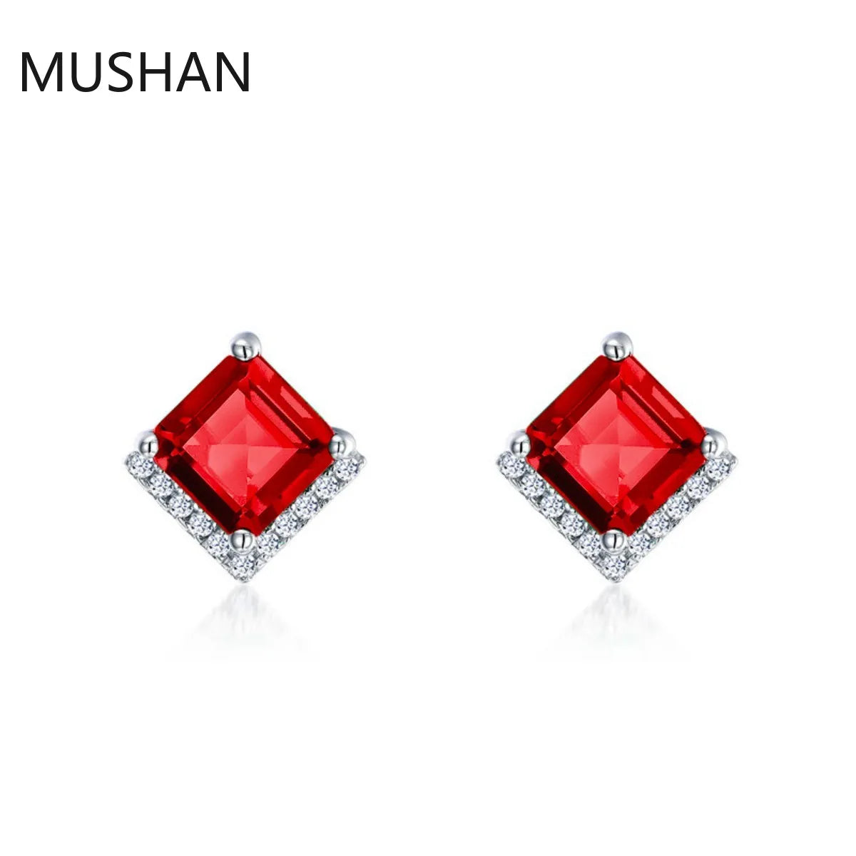 Pendientes de botón MUSHAN Luxury Jewelry de plata de ley S925 para mujer, pendientes de esmeralda cultivada en laboratorio con certificado GRC