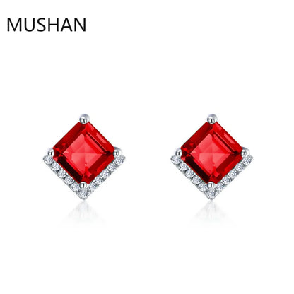 Pendientes de botón MUSHAN Luxury Jewelry de plata de ley S925 para mujer, pendientes de esmeralda cultivada en laboratorio con certificado GRC