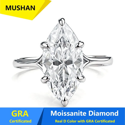 MUSHAN Luxury Jewelry 925 Sterling Silver Ring Band Women GRA Certificated Moissanite Diamond Emerald D Color Rings Fine Jewelry