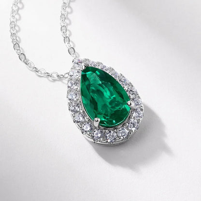 MUSHAN Luxury Jewelry 925 Sterling Silver Chain Pendant Necklace Lab Grown Emerald Ruby Gemstones Necklaces Pendants GRC Jewelry