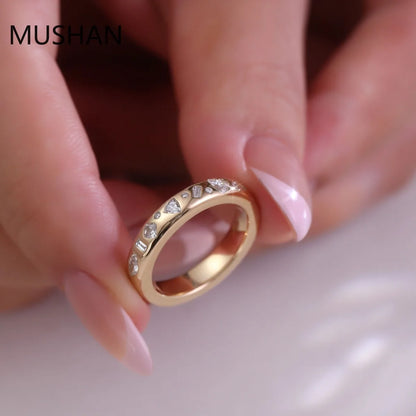 MUSHAN Luxury Custom 14K 18K Gold Rings Band Jewelry With Moissanite Diamond Lab Grown Gemstones Diamond Wedding Ring For Women