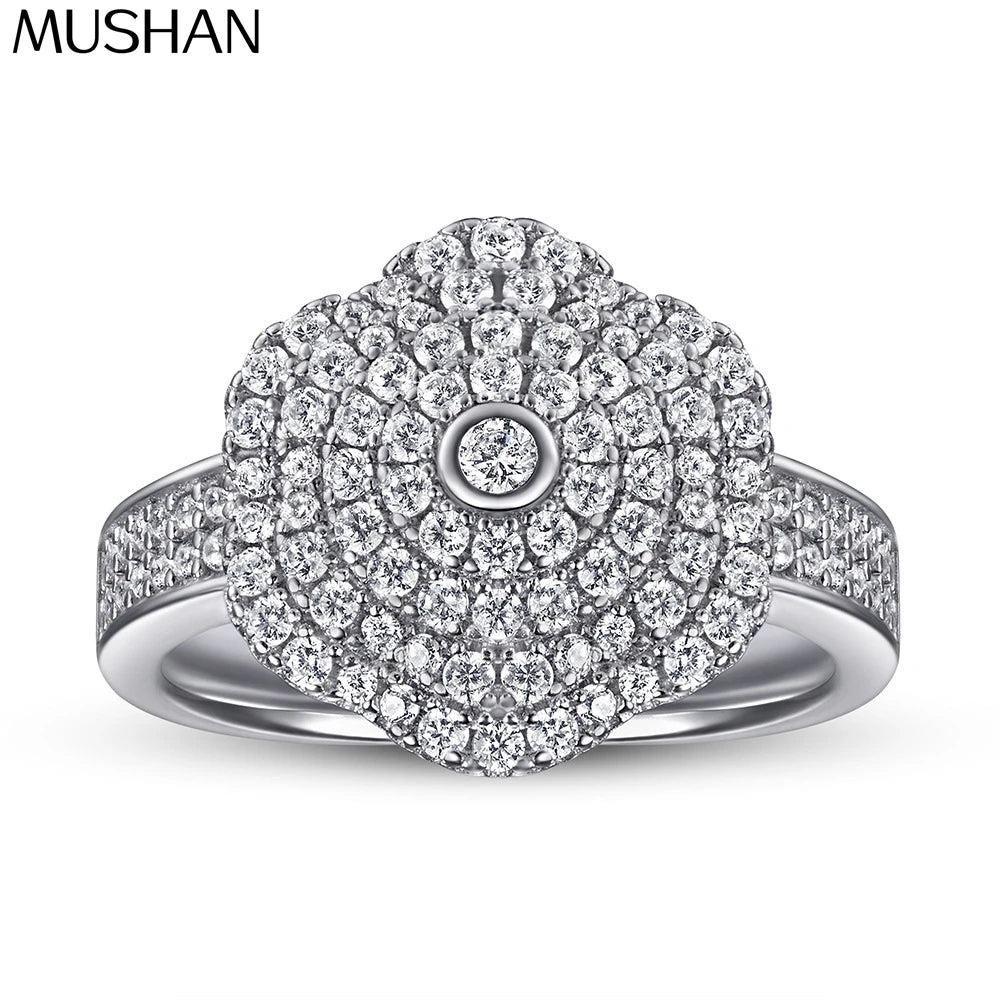 Anillo de plata de ley 925 MuShan Designer Jewelry con circonita cúbica 7A estilo esmeralda para chica, joyería fina chapada en oro de 18K
