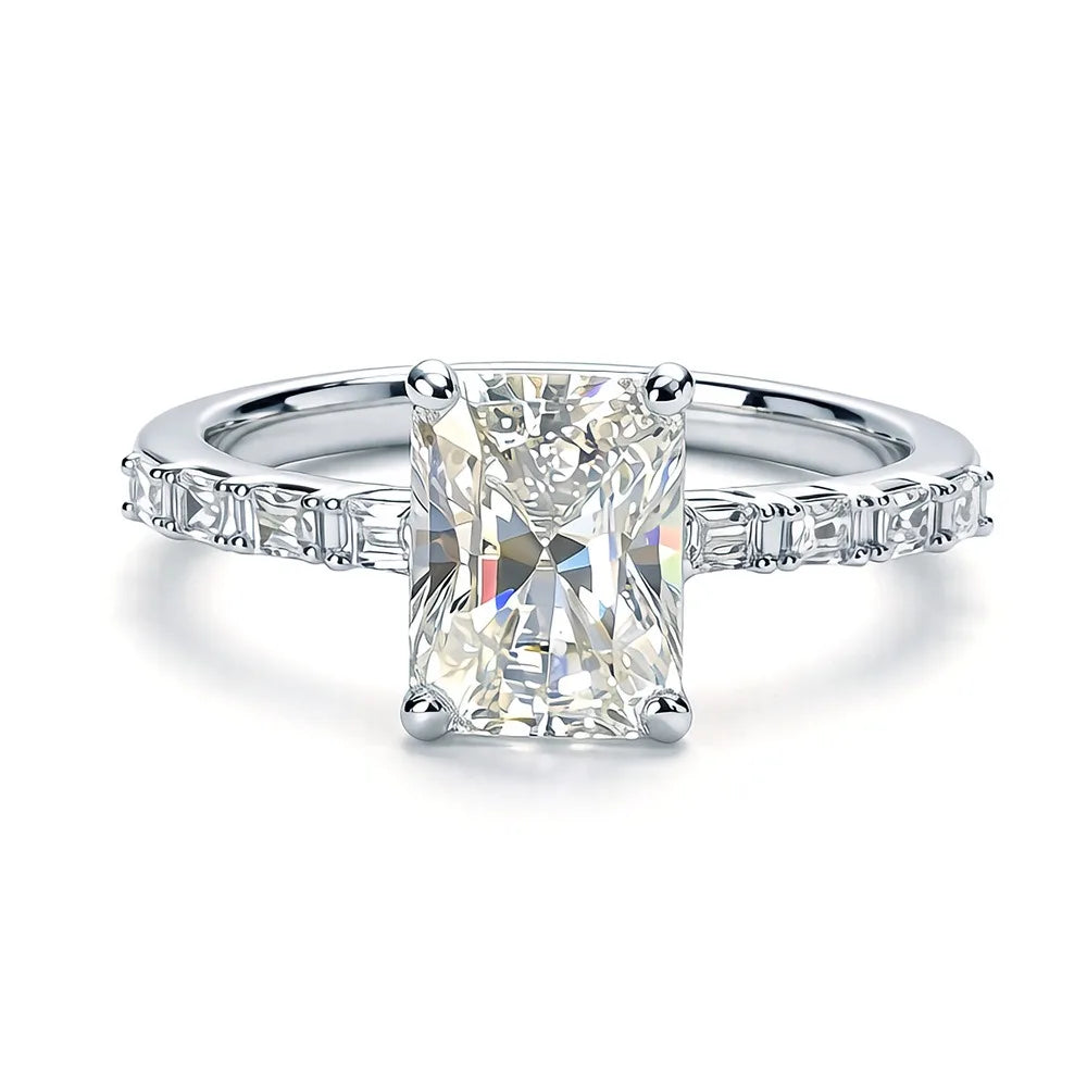 Anillo de lujo MUSHAN de plata de ley 925 para mujer, con diamante de moissanita certificado por GRA y esmeralda, color D, joyería fina