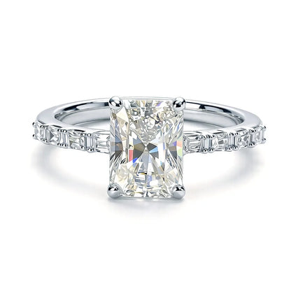 Anillo de lujo MUSHAN de plata de ley 925 para mujer, con diamante de moissanita certificado por GRA y esmeralda, color D, joyería fina