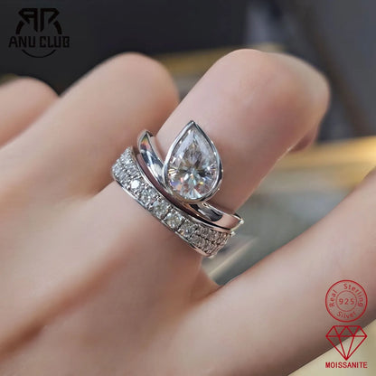 MUHAN Luxury Jewelry  925 Sterling Silver Ring Wedding Band  Women GRA Certificate Moissanite Diamond Rings D Color Fine Jewelry