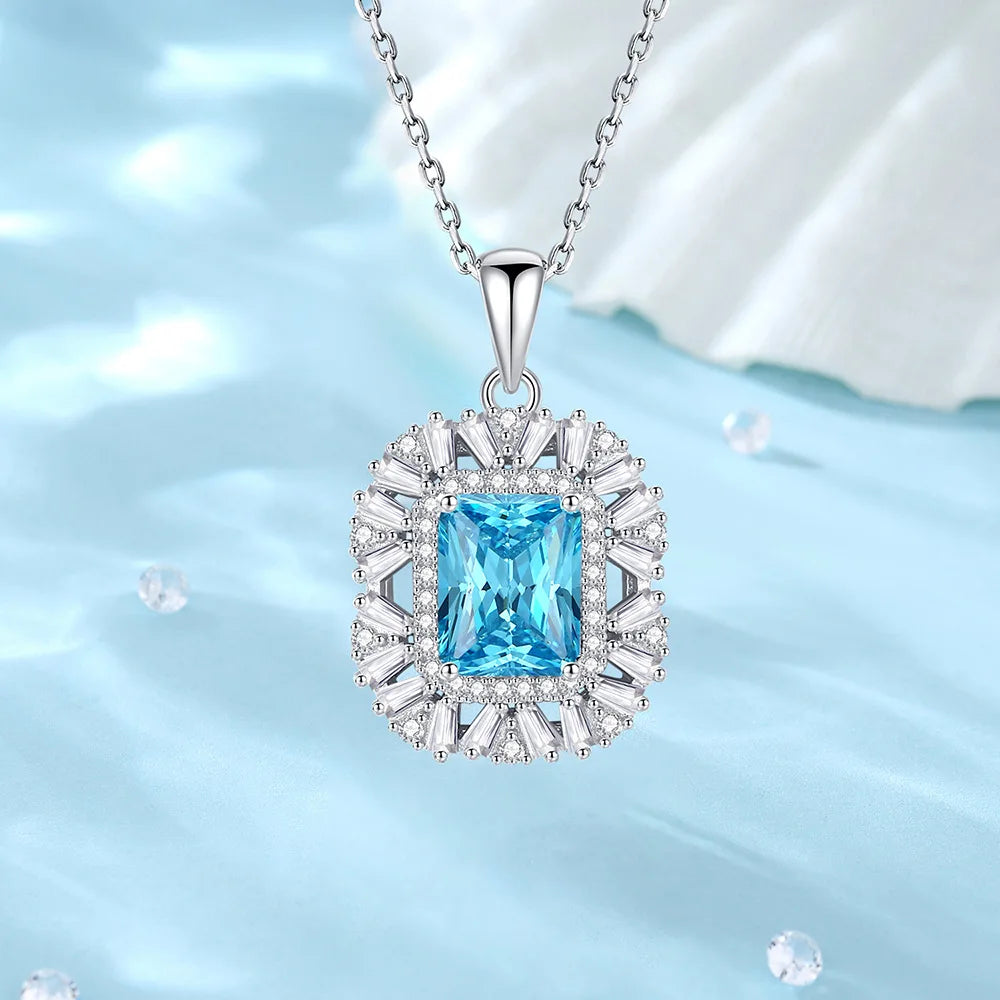 MUSHAN Luxury Jewelry S925 Sterling Silver Yellow Diamond Sugar Cube Jewelry Pendant Necklace Female Ice Flower Cut High Carbon