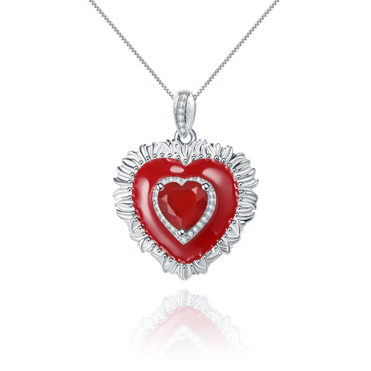 Collar de plata de ley 925 MUSHAN Bespoke Jewelry, collar de compromiso con zafiro rojo de laboratorio en corte cojín para mujer, bañado en oro de 18K