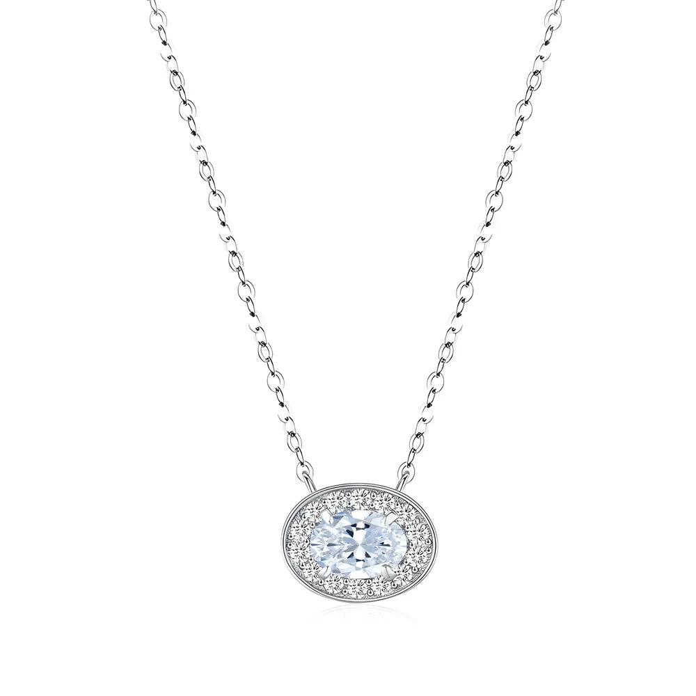 MuShan Jewelry 925 Sterling Silver Necklace Lab Grown Emerald Oval Luxury Gift for Women 18K Gold Plated Anniversary Necklace