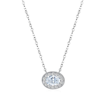 MuShan Jewelry 925 Sterling Silver Necklace Lab Grown Emerald Oval Luxury Gift for Women 18K Gold Plated Anniversary Necklace
