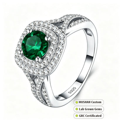 MUSHAN Custom Jewelry 925 Sterling Silver Women Ring 1ct Lab Grown Gemstones Ruby Emerald Sapphire Fashion Rings Jewelry