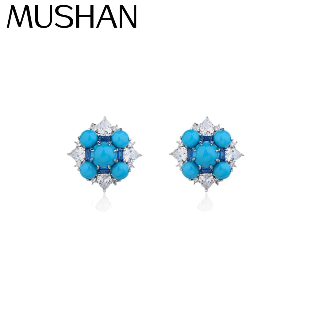 MuShan Jewelry 925 Sterling Silver Earring 5A CZ Gemstones Designer High Carbon Gemstones 925 Sterling Silver Studs Accessories