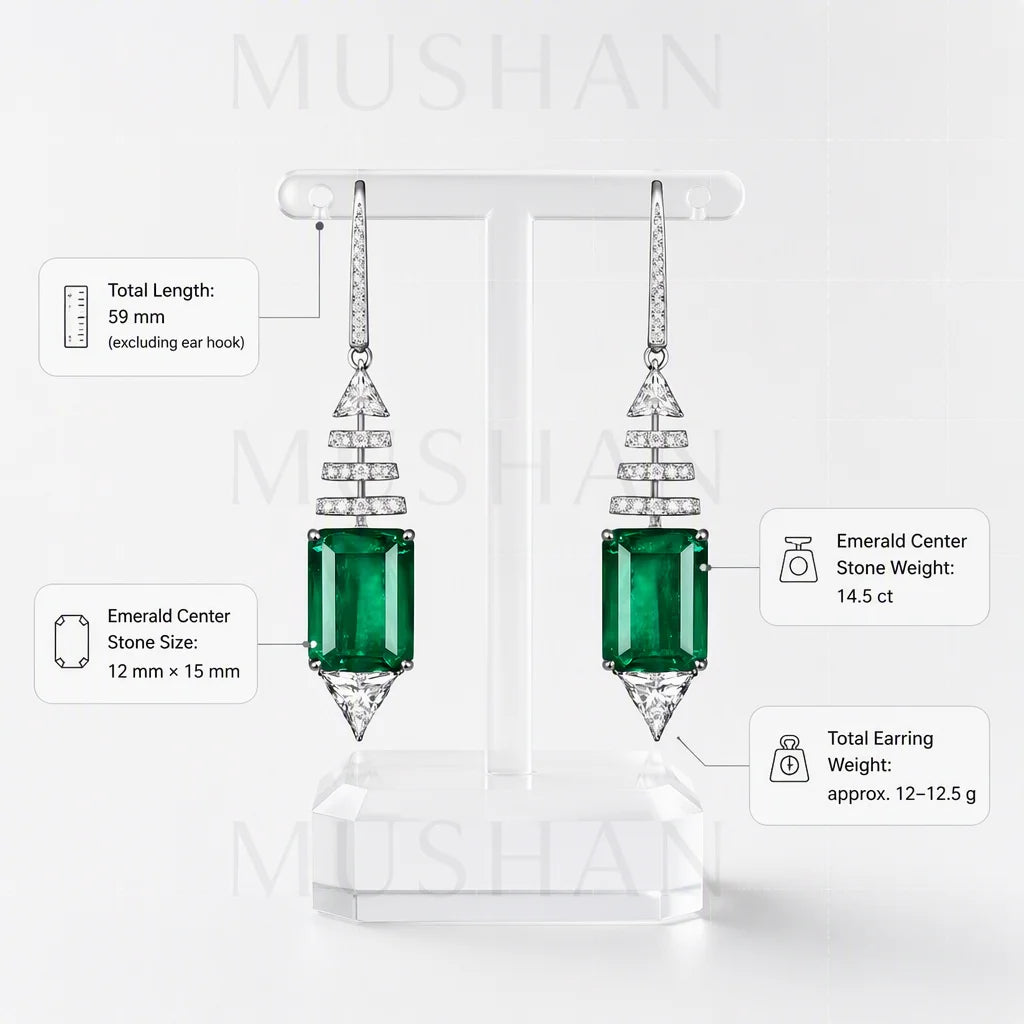 MuShan Jewelry 925 Sterling Silver Earrings 14.5ct CZ Gemstones Fish Shape s925 Stud Drop Pendant Earring Luxury Accessories