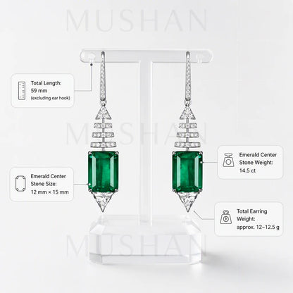 MuShan Jewelry 925 Sterling Silver Earrings 14.5ct CZ Gemstones Fish Shape s925 Stud Drop Pendant Earring Luxury Accessories