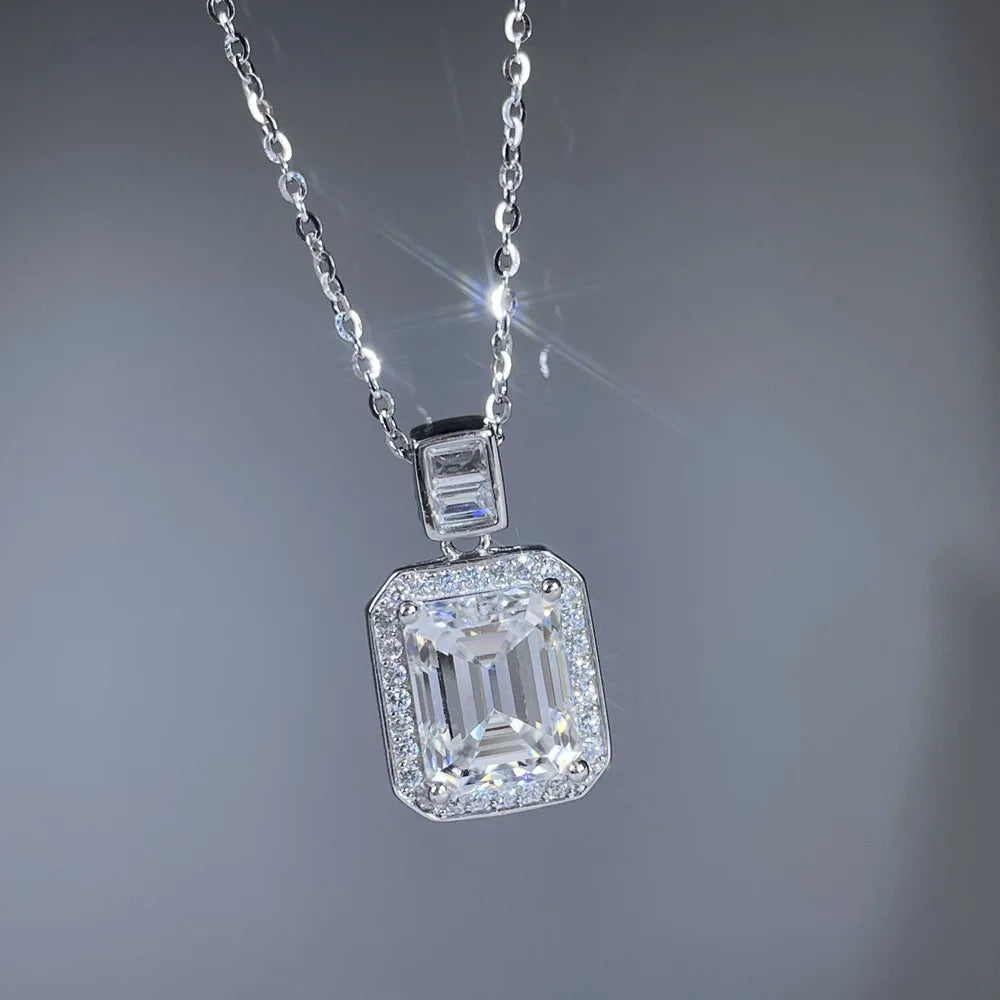 MuShan Luxury Jewelry 925 Sterling Silver 16IN Necklace Cushion Moissanite Valentine for Women Platinum Plated MST Patent GRA