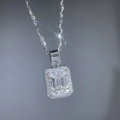 MuShan Luxury Jewelry 925 Sterling Silver 16IN Necklace Cushion Moissanite Valentine for Women Platinum Plated MST Patent GRA