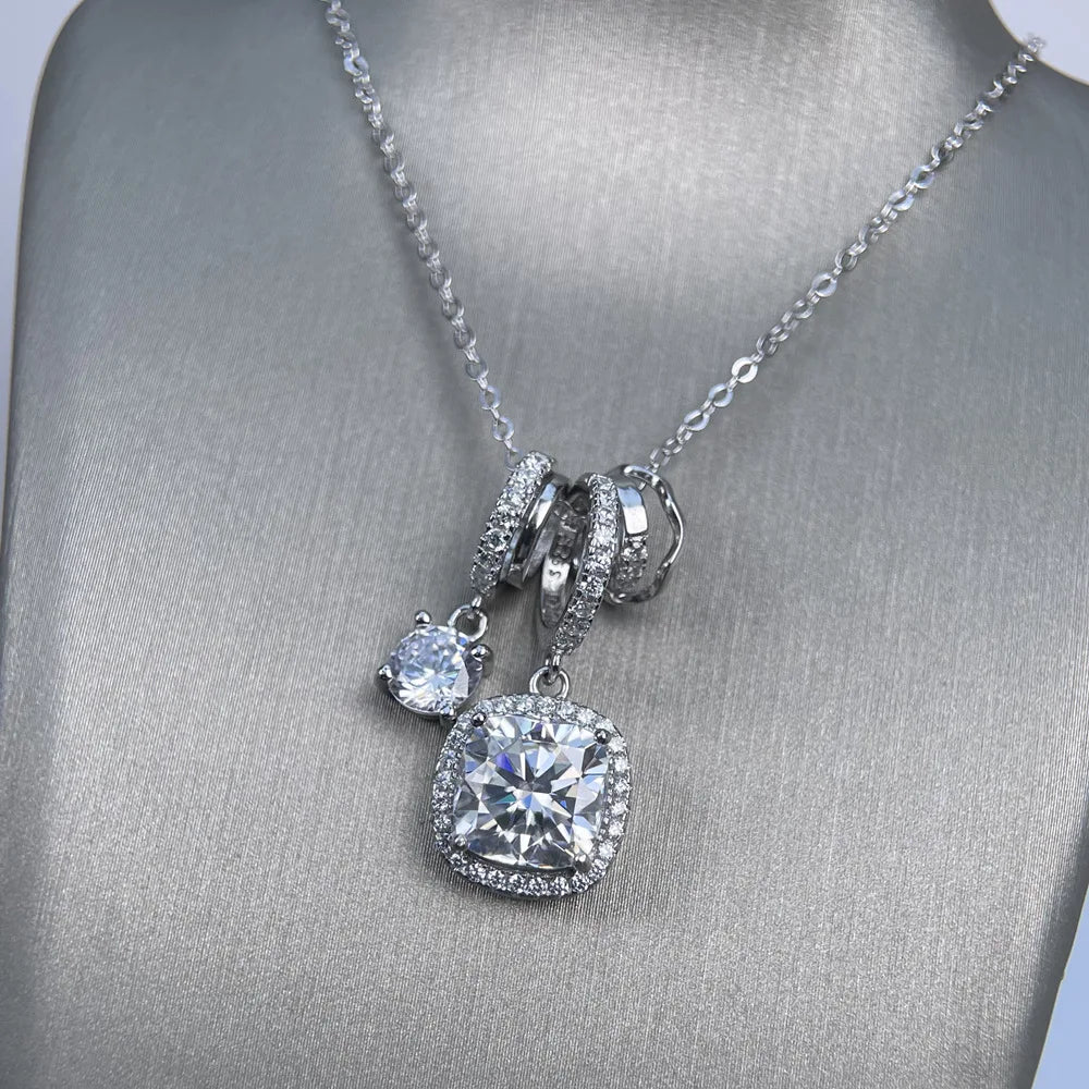 MuShan Luxury Jewelry 925 Sterling Silver Necklace Collar Brilliant Moissanite Girls Best Mom Platinum Plated MST Patent Collars
