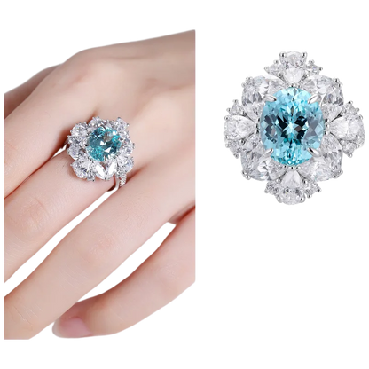 MUSHAN Custom Jewelry 925 Sterling Silver Ring Lab Red Emerald Heart Engagement Ring for Women 18K Gold Plated GRC Estate Ring